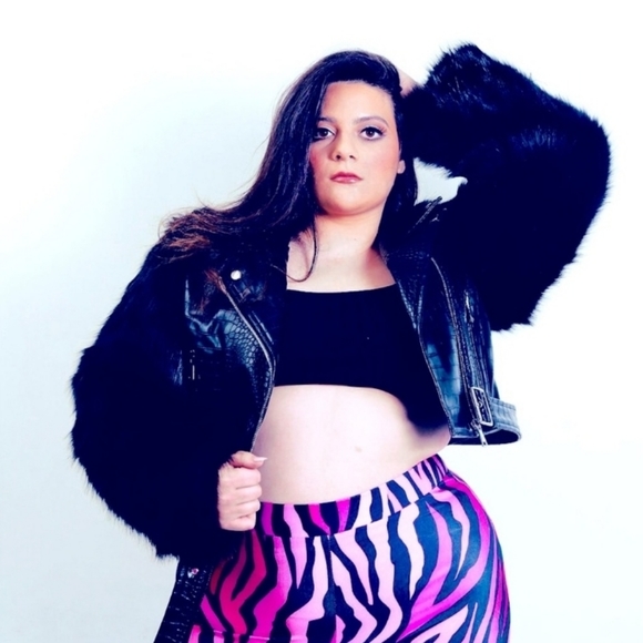 Faux Fur and Leather Croc Embossed Jacket - Picture 1 of 3